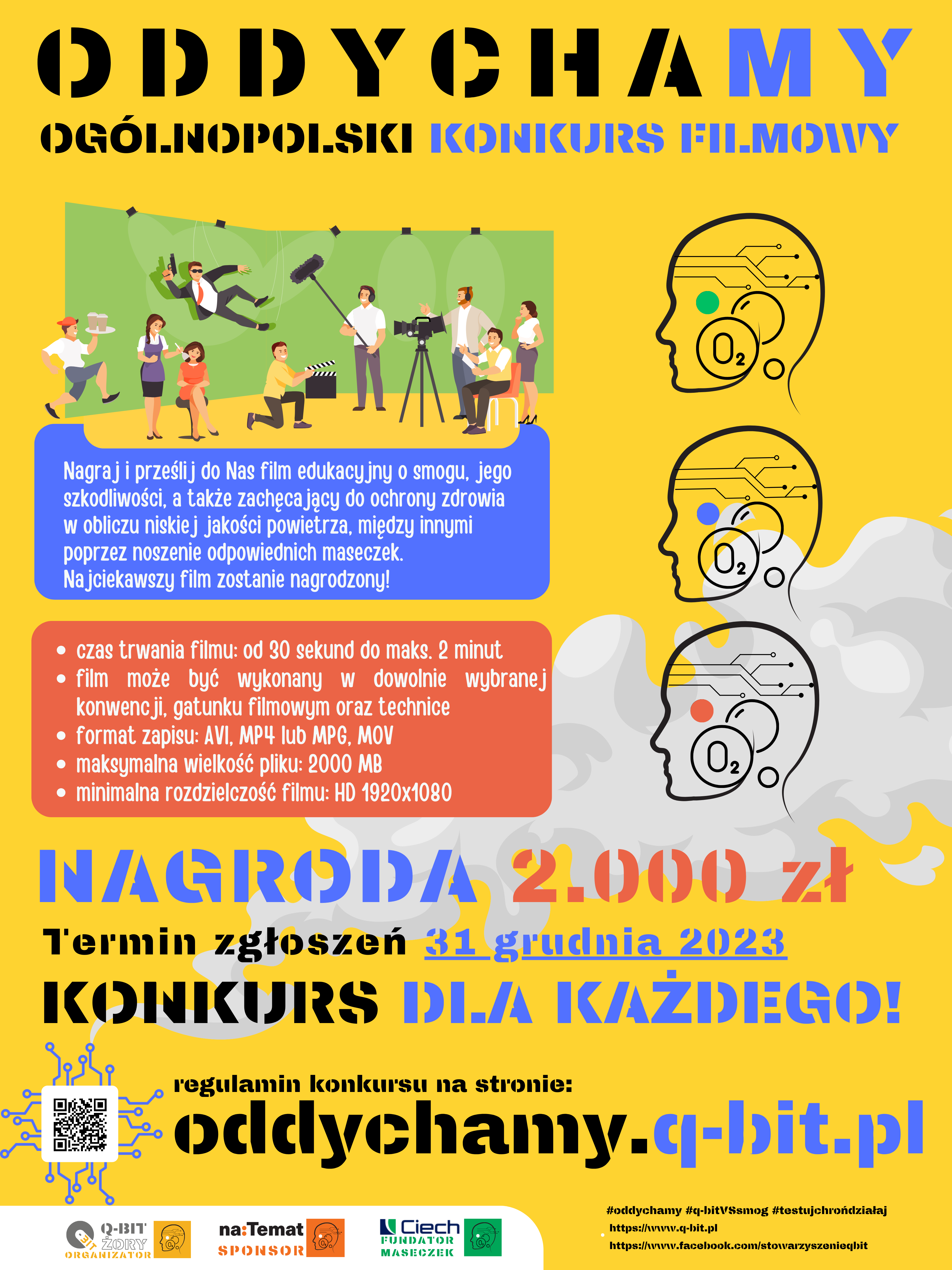 Plakat konkursowy Oddycham! - konkurs ogólnopolski na film